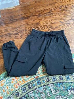 Women's Black Cargo Jogger Pants - Drawstring Waist